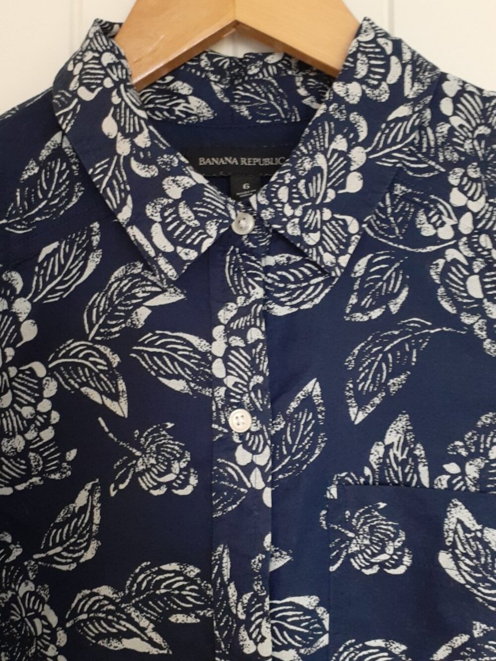 Banana Republic Sleeveless Button Up Cotton Shirt Dress Blue Floral Size 6 - Picture 4 of 12